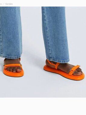 8 BY YOOX Genuine Leather / Grosgrain Advantage Sandals in Orange - Size 10